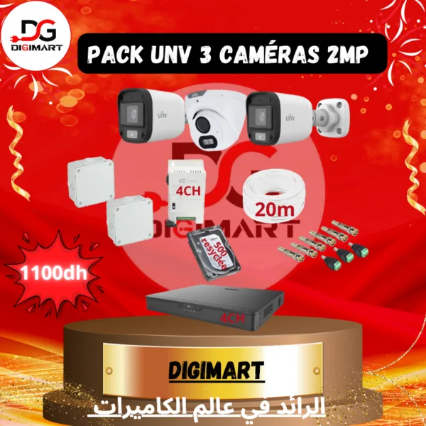 Pack unv 3 caméras 2MP