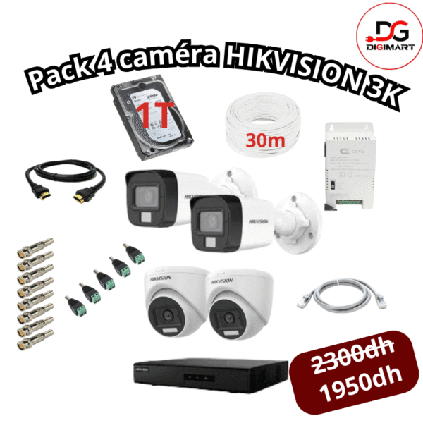 Pack 4 caméras HIKVISION 3K