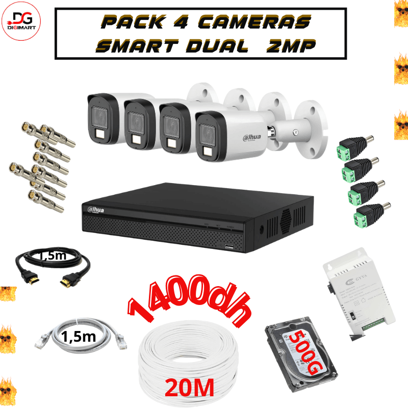 Pack 4 Caméras Smart Dual 2MP