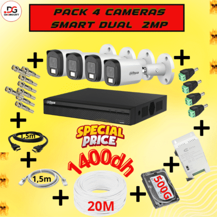 Pack 4 Caméras Smart Dual 2MP – 2