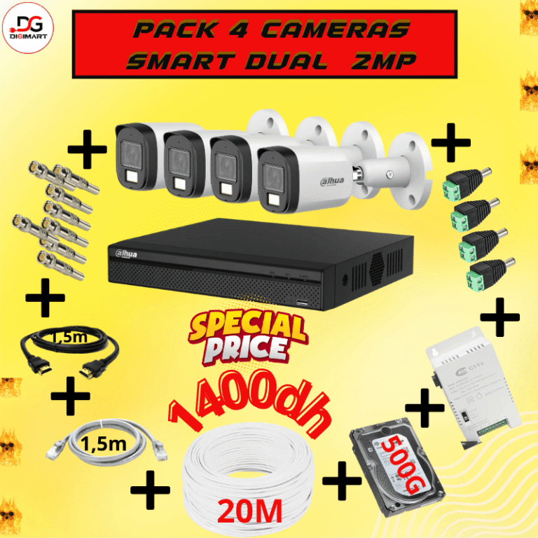 Pack 4 Caméras Smart Dual 2MP – 2
