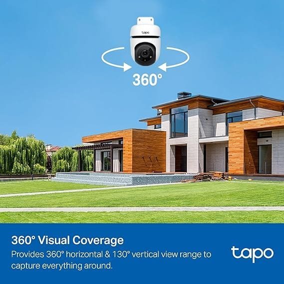 Tapo 1080P Outdoor Wired Pan/Tilt Security Wi-Fi Camera, 360° View,