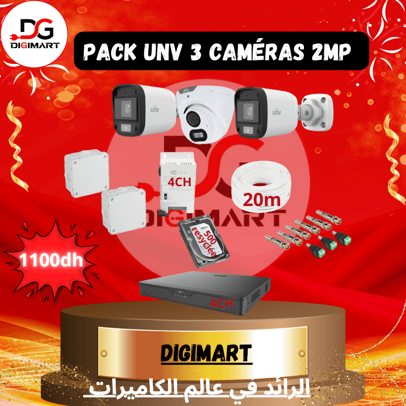 Pack unv 3 caméras 2MP – 2