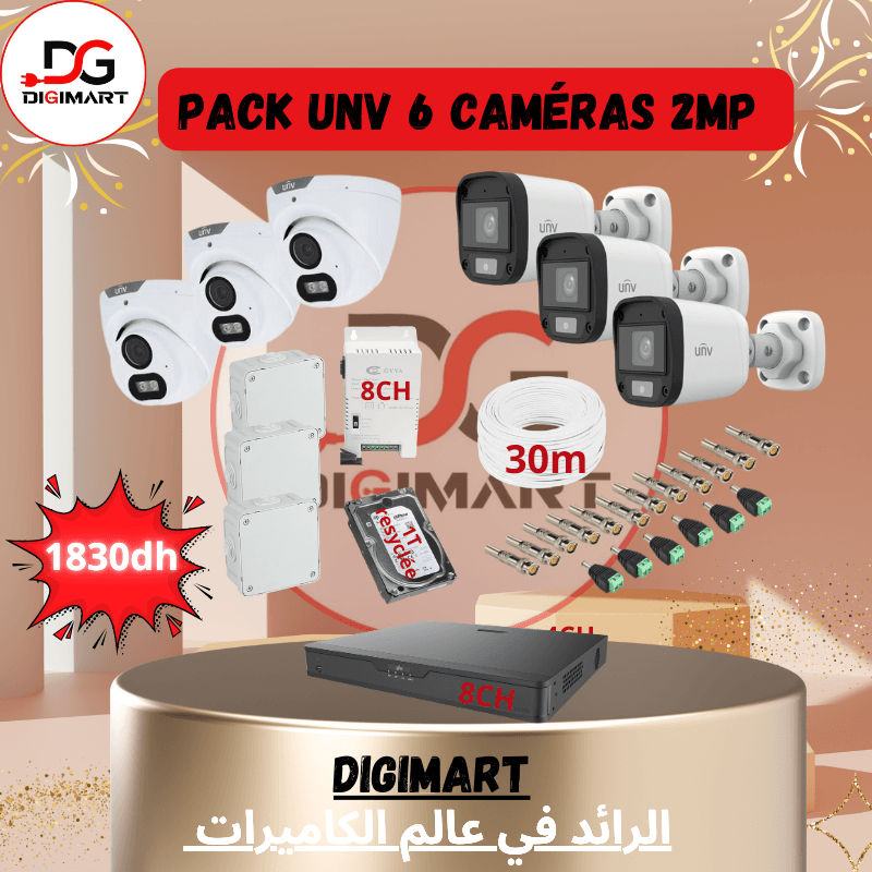 Pack UNV 6 caméras 2MP – 2